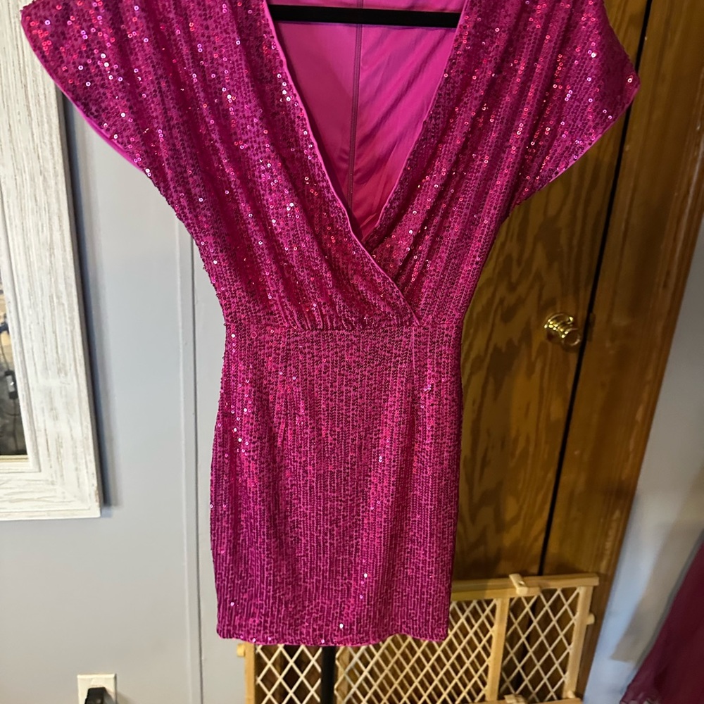 Sequin Pink Mini Dress